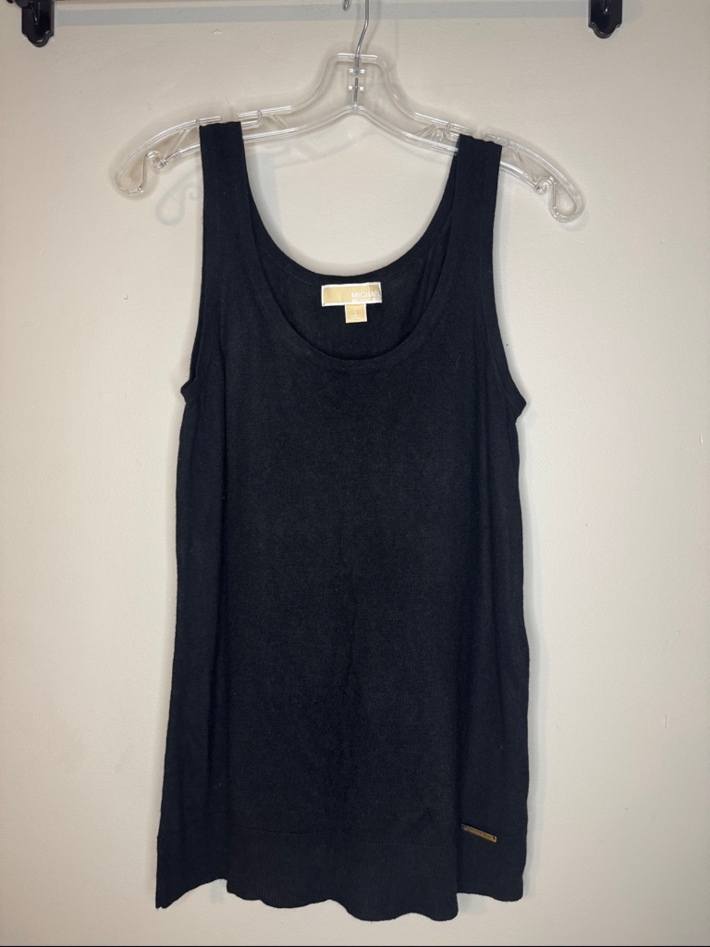 MICHAEL Michael Kors Black Silk Cashmere Blend Sleeveless Scoop-Neck Tank L